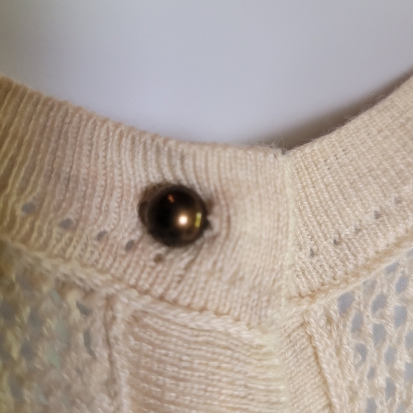 NWT American Eagle Open Knit Button Front Cream Lightweight Sheer Sweater XXL - Picture 4 of 9